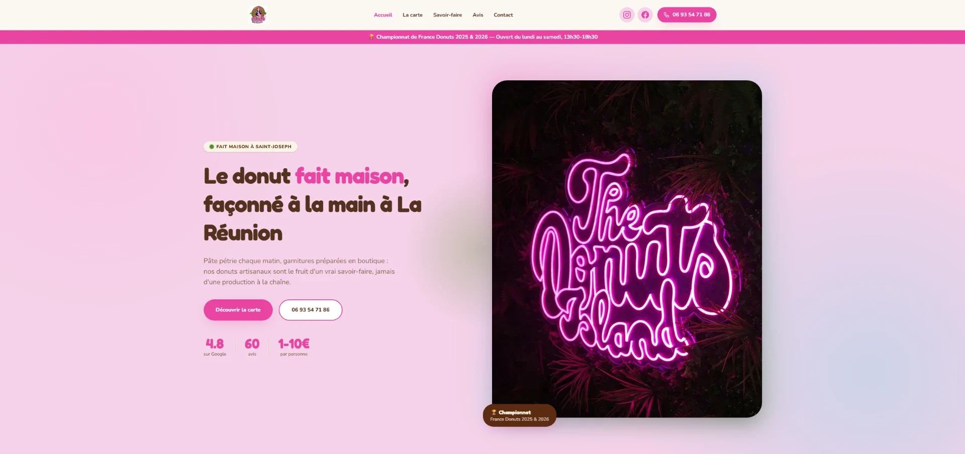 The Donuts Island — site réalisé par Click & Arise, vue sur ordinateur